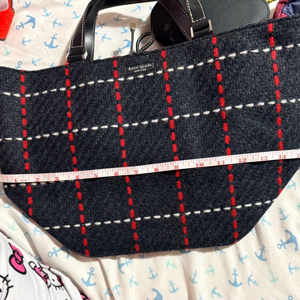 Kate Spade Navy blue and Red Plaid Wool Tote - Picture 10 of 10